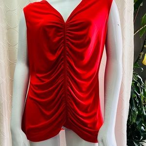 New York & Company Red Top Ruched Front Size Large New With Tags